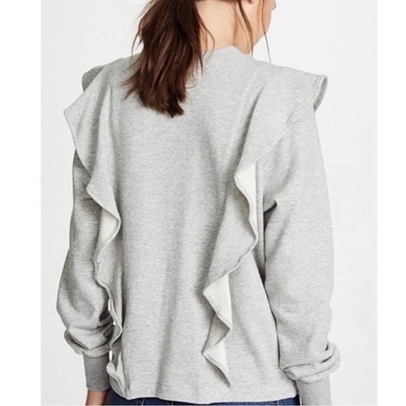 A.L.C. $295 Light Gray Ruffle Sweatshirt - Picture 3 of 6